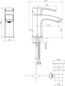 GoodHome Hopa Basin Mono mixer Tap