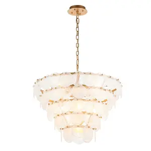 Luminosa Trapani Pendant Ceiling Light Antique Gold Paint, White, Clear Glass