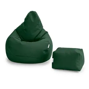 Loft 25 Bean Bag Gamer Chair Living Room Water Resistant Indoor Outdoor Beanbag, And Footstool Green