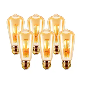 Extrastar 4W Vintage Filament Light Bulb E27, Warm White (pack of 6)