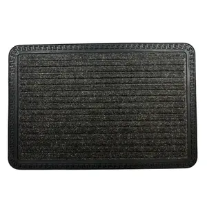 Door Mat - Black - Low Profile 5mm Thick - Washable - Non Slip Rubber Backing - Heavy Duty - Indoor- 40cm x 60cm