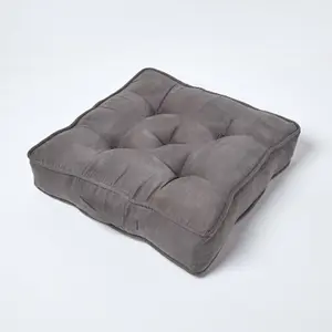 Homescapes Taupe Grey Faux Suede Armchair Booster Cushion