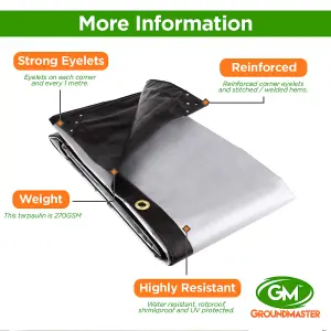 GroundMaster 270gsm Black/Silver Tarpaulin (3m x 3.6m)