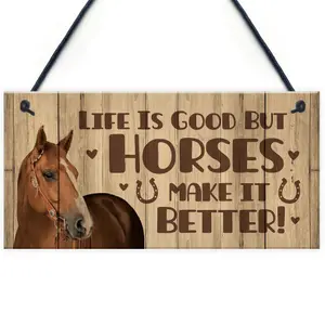 Red Ocean Stable Door Sign Horse Lover Gift Horse Pony Sign and Plaques Horse Gift For Women