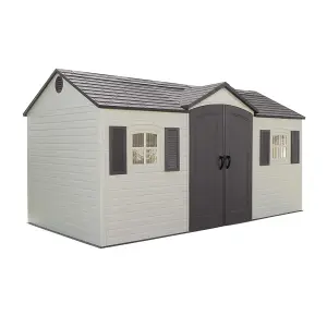 15 x 8 Life Plus Single Entrance Plastic Apex Shed With Plastic Floor + 2 Windows (15ft x 8ft / 15' x 8' / 4.57m X 2.43m)