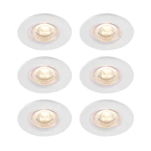 GoodHome Hodgkin Matt White Fixed LED Fire-rated Warm white Downlight IP65, Pack of 6