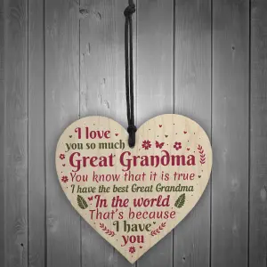 Red Ocean Great Grandma Ornament Wooden Heart Christmas Gift Grandma Announcement Plaque Birthday Keepsake