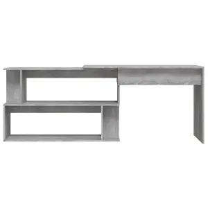 Berkfield Corner Desk Grey Sonoma 200x50x76 cm Engineered Wood