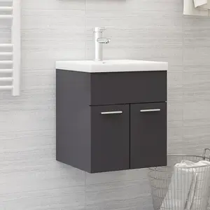 Berkfield Sink Cabinet High Gloss Grey 41x38.5x46 cm Engineered Wood