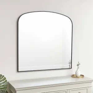 Melody Maison Large Black Framed Arched Wall Mirror 92cm x 91cm