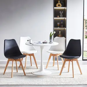 Kingsley Round Metal Base Dining Table White / 73cm H x 80cm W x 80cm D