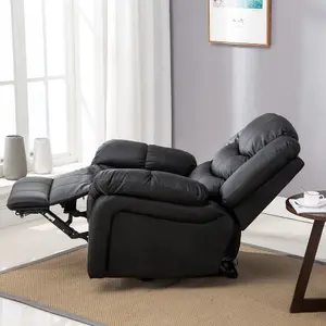 Seattle Electric Automatic Recliner Armchair Sofa Home Lounge Bonded Leather Chair (Black)