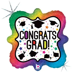 Oaktree Congrats Grad Holographic Foil Balloon Multicoloured (One Size)