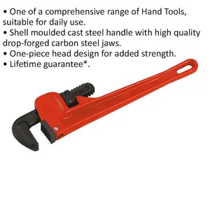 350mm Cast Steel Pipe Wrench with Durable Carbon Steel Jaws for Professional Use