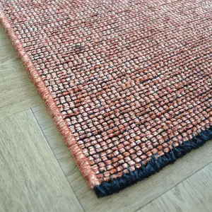 Zenith Copper Brown Flatweave Cotton Blend Rug For Living Room - Large 67x300cm