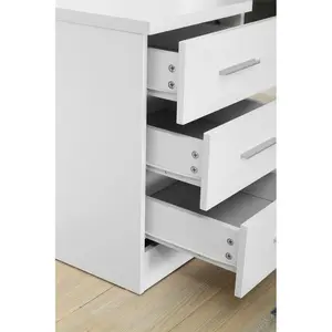 Eva 3 Drawer Bedside Table Matt White/Gloss White