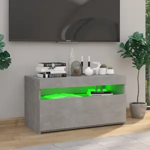 Berkfield TV Cabinet with LED Lights Concrete Grey 75x35x40 cm