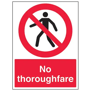 No Thoroughfare Access Prohibit Sign - Rigid Plastic - 300x400mm (x3)