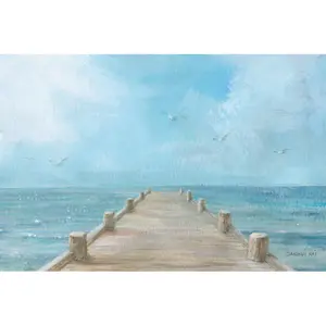 Summer Dock Panel by Danhui Nai - Wrapped Canvas Art Prints Blue/Grey / 30cm H x 46cm W x 3.8cm D