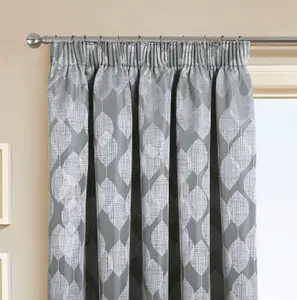 Home Curtains Halo Lined 45w x 84d" (114x213cm) Grey Pencil Pleat Door Curtain (1)