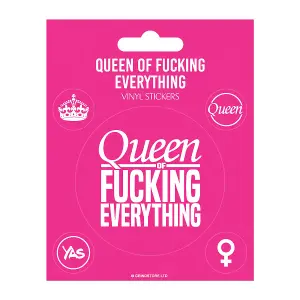 Grindstore Queen Of ing Everything Vinyl Sticker Set (Pack of 5) Pink/White (One Size)