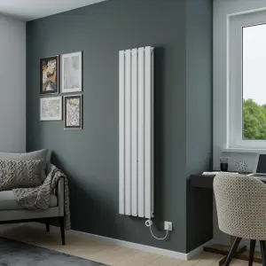 Agadon Lola Duplex Electric Designer Panel Radiator 1600 x 376 mm White - 1000 W Smart Heating Element