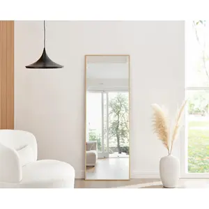 Alcantera Rectangle Metal Frame Wall Mirror Simple and Elegant Modern Design Gold / 140cm H x 50cm W