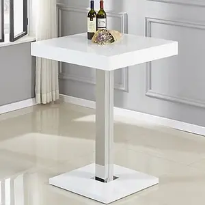 Topaz White High Gloss Bar Table 2 Ritz Green White Stools