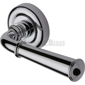 Heritage Door Handle Lever Latch on Round Rose Colonial Design (Set of 2) Polished Chrome