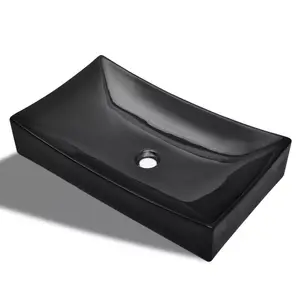 Marini Ceramic Rectangular Bathroom Sink Black