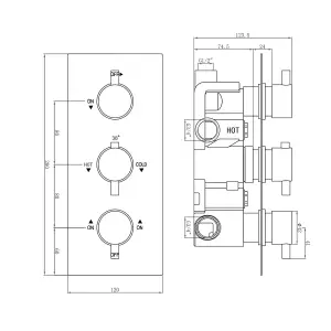 ENKI Venice Black Round 3-Outlet Solid Brass Thermostatic Triple Shower Valve TSV026