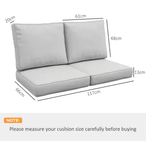 Outsunny 2 Seater Outdoor Seat Cushion with Back, for Garden, Light Grey