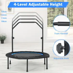 Costway 40" Mini Trampoline Foldable Fitness Trampoline with Height Adjustable Handle