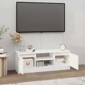 Berkfield TV Cabinet with Door White 102x30x36 cm