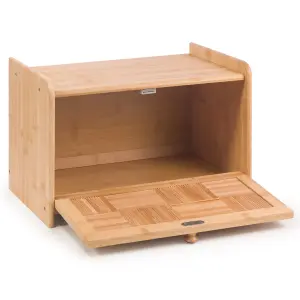 Woodluv Bread Bin Countertop Bread Storage for Kitchen With Drop Down Front Lid, 23 x 38 x 24 cm