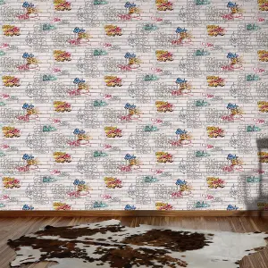 White Brick Graffiti Wallpaper AS Creation 93561-1