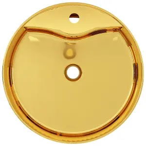 Berkfield Wash Basin with Overflow 46.5x15.5 cm Ceramic Gold