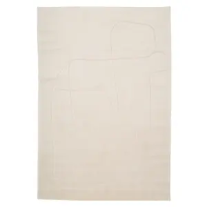 Cream Beige Free-Form Velvety Soft Rug 80x150cm