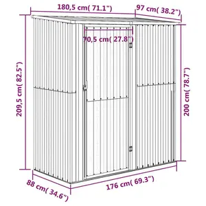 180.5 cm x 97 cm Amarius plastic tool shed Anthracite