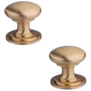 2 PACK - Victorian Tiered Door Knob - 38mm Satin Brass Cabinet Pull Handle Round Rose