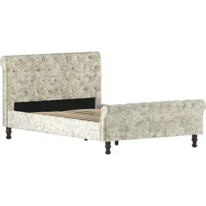 Vida Designs Violetta Crushed Velvet Champagne 4ft6 Double Bed Frame, 190 x 135cm