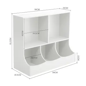 White 2 Tier Kids Toy Storage Boxes Open Style Child Toy Organizer Cabinet