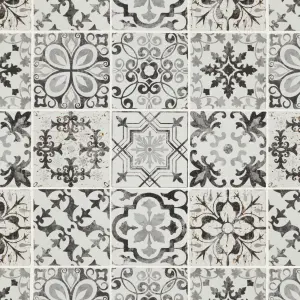 Lavandi Black & white Matt Stone effect Natural stone Mosaic tile sheet, (L)300mm (W)300mm