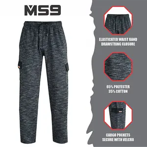 MS9 Mens Cargo Combat Fleece Trouser Work Tracksuit Jogging Bottoms Pants H20, Charcoal - L