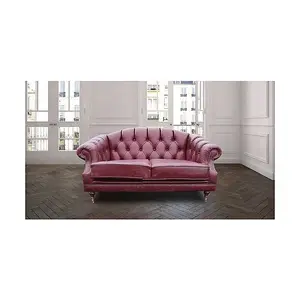 Chesterfield 2 Seater Old English Burgandy Leather Sofa Settee Bespoke In Victoria Style