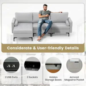 Costway Modular Sectional Sofa Couch Extra Large L-Shaped Sofa w/ 2 USB Ports