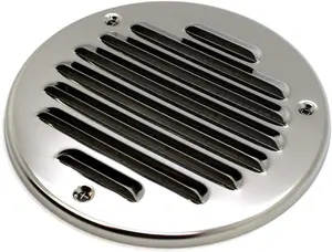 Chrome Louvred Wall Vent Grille with Flyscreen, Fits 100 mm / 4 in Ducts, Round Ventilation Grille with Flat Back