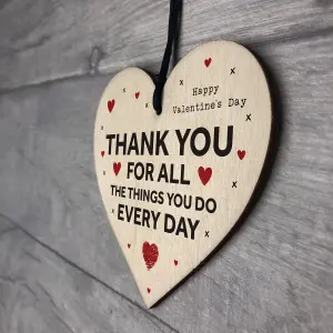 Valentines Day Gift Wood Heart Gift For Him Her THANK YOU Girlfriend Boyfriend Gift