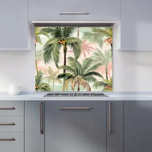 Palm Trees Pattern Premium Glass Kitchen Splashback W900mm x H650mm