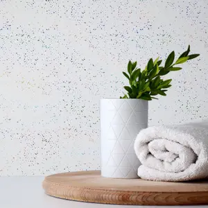 Walplus Terrazzo Holographic Glitter White Tile Stickers Metallic Multipack 120Pcs